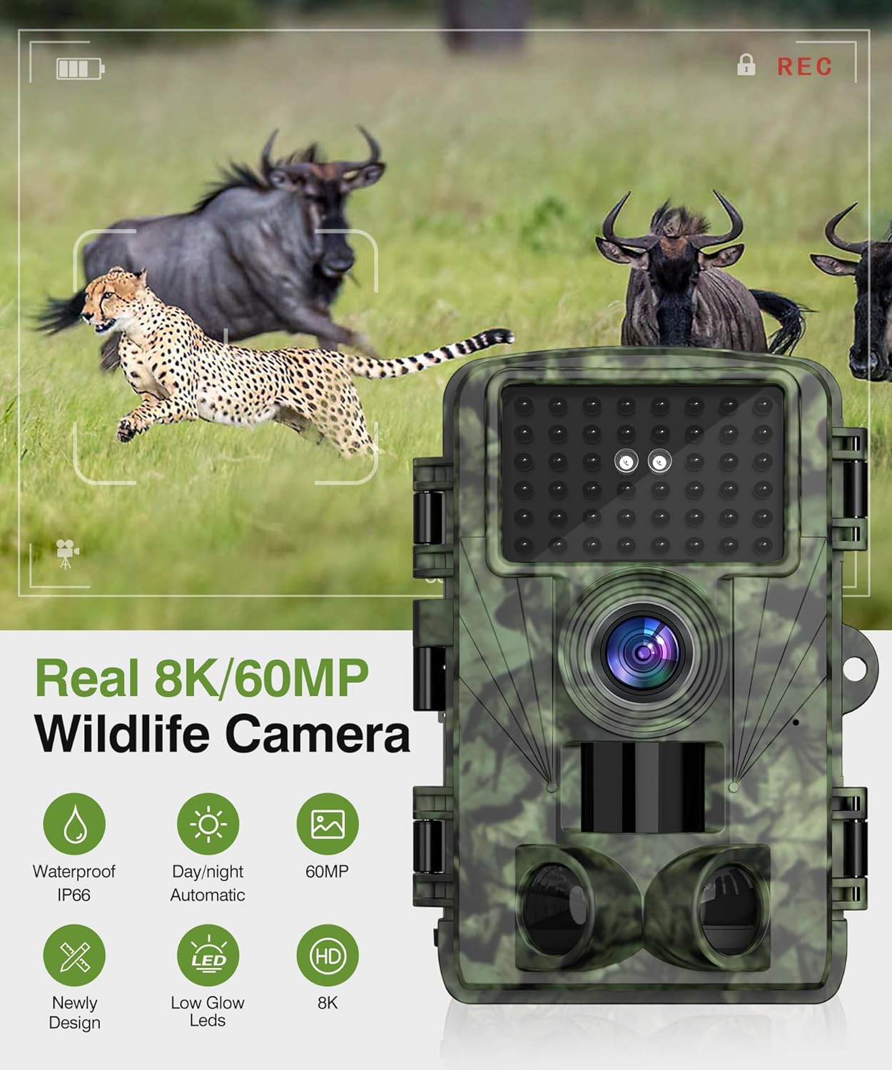 Trail Camera 8k 60MP WiFi Game Camera